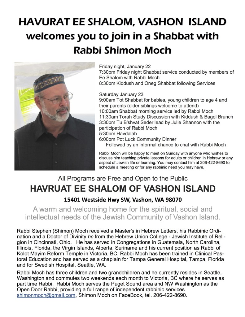 Shabbat at Ee Shalom with Rabbi Moch